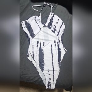 Stylish Black and White Swimsuit